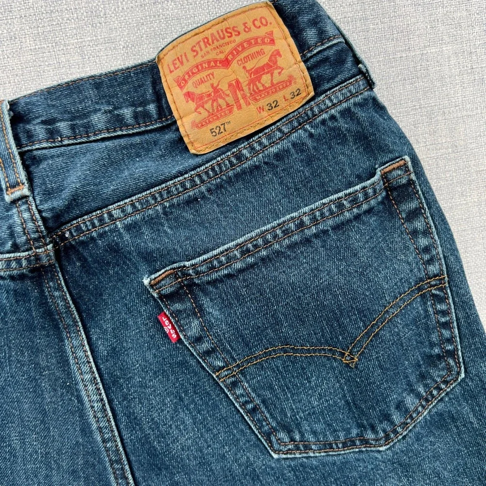 Levis 527 Slim Bootcut Jeans Mens 32x31 Dark Wash Blue Denim Western Cowboy Y2K